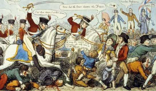 The cartoon was published in September 1819. It is entitled 'Manchester Heroes' and was one of a number published by radical reformers in the  weeks and months after Peterloo , which captured the brutality of the event.  The other illustration is of the new Peterloo plaque on the former Free Trade Hall. Unveiled in 2007. [my photo] Both feature in the Peterloo 190 exhibition now running at Manchester Central Library. If you have space to give it a mention, that would be nice. It runs until September 26th.