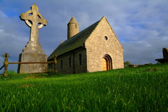Two miles outside Downpatrick, this church was built in 1932, to commemorate Saint Patrick's first church in Ireland. Close by, on the crest of Slieve Patrick is a huge statue of the saint. Bronze panels illustrate scenes from the life of Ireland's patron saint.