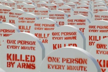 Control Arms launch Trafalgar Square - grave stones