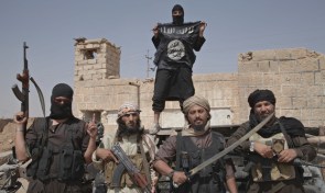Isis fighters on the border of Syria and Iraq